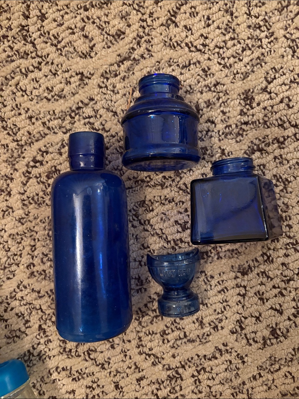 Cobalt Blue Decorative Glass Bottle Set - Home Dining Accent